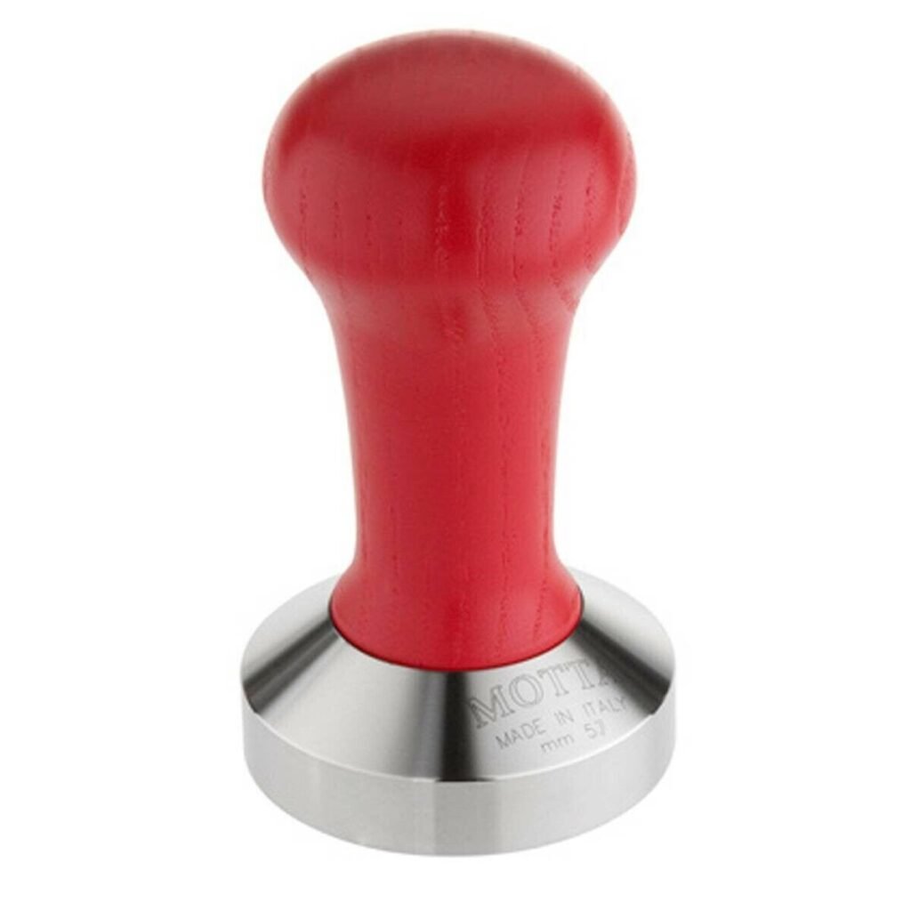 barista tamper tool red wood flat