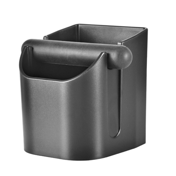 knock box black coffee barista bin round shape