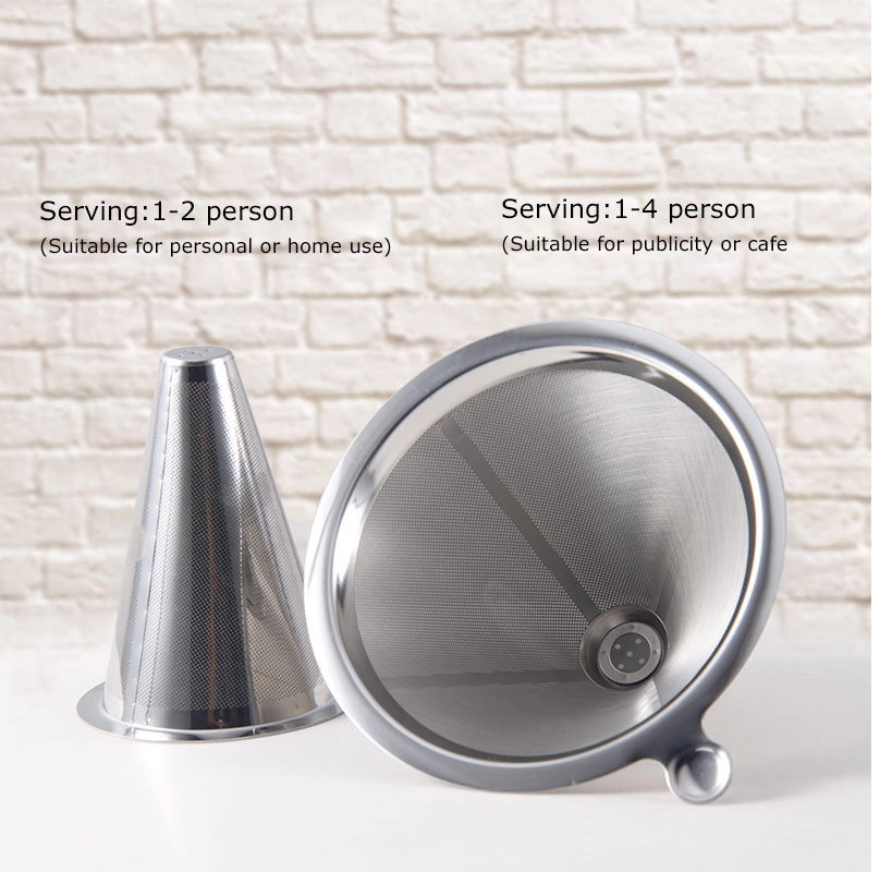 stainless steel coffee filter pour over cone drip