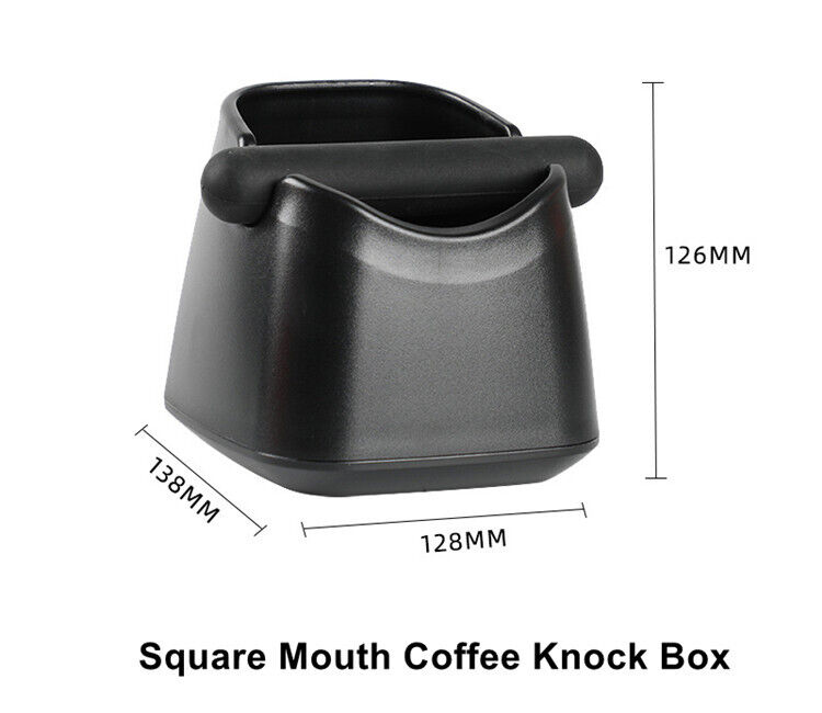 knock box black coffee barista bin square shape