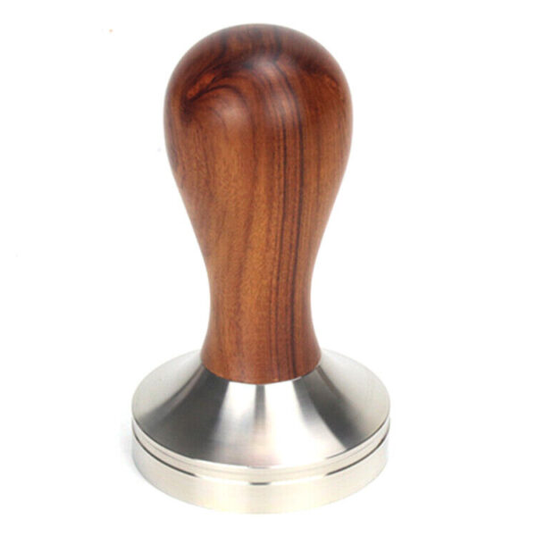 coffee tamper stainless steel natural wood handle