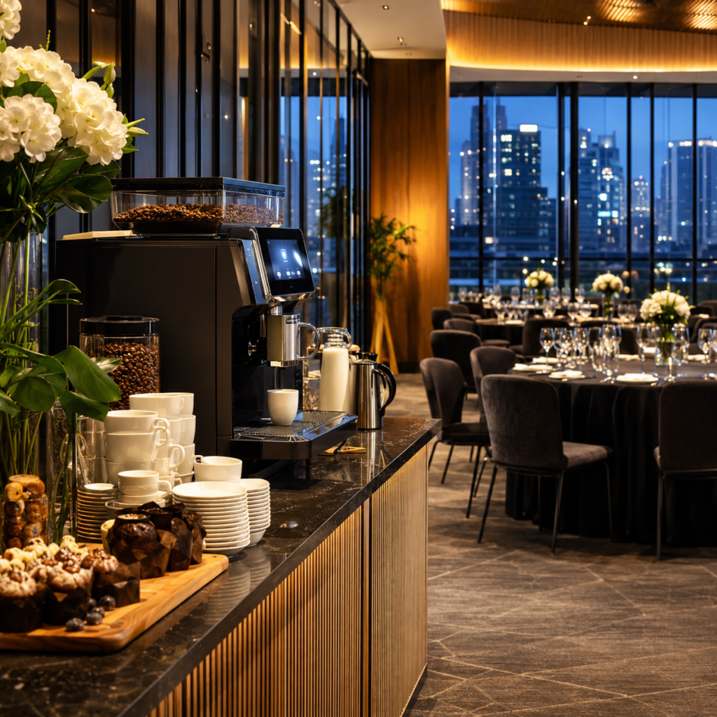 Commercial coffee machines are available for rental at Melbourne function centres and event venues supplied and serviced by Panica Coffee