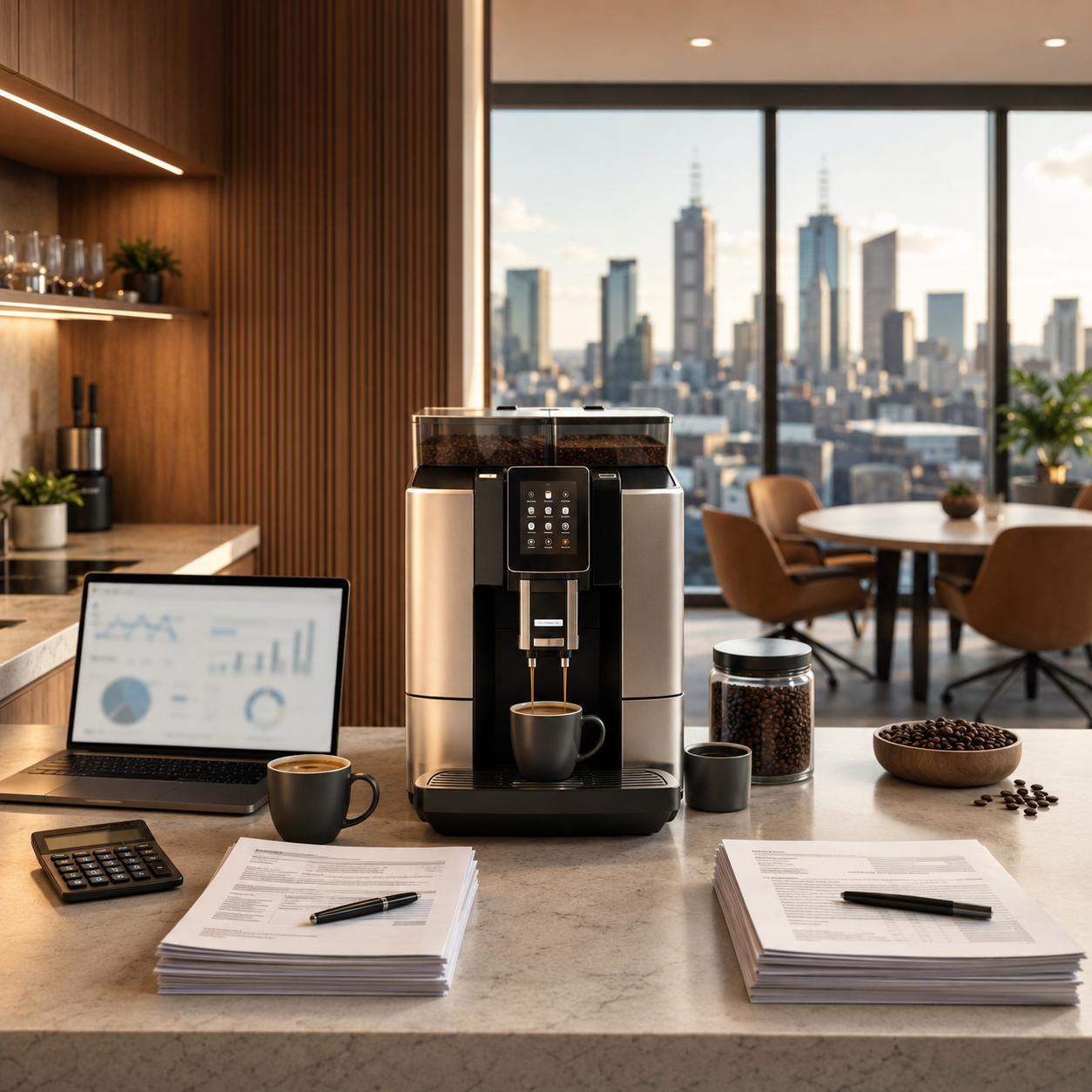 Office coffee machine rental versus buying comparison in Melbourne showing cost savings with Panica Coffee