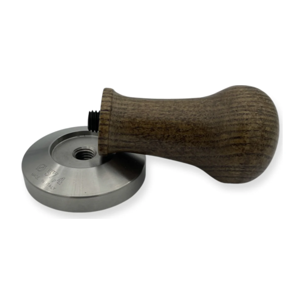 57.4 mm Coffee Tamper, handle removed, engraved base