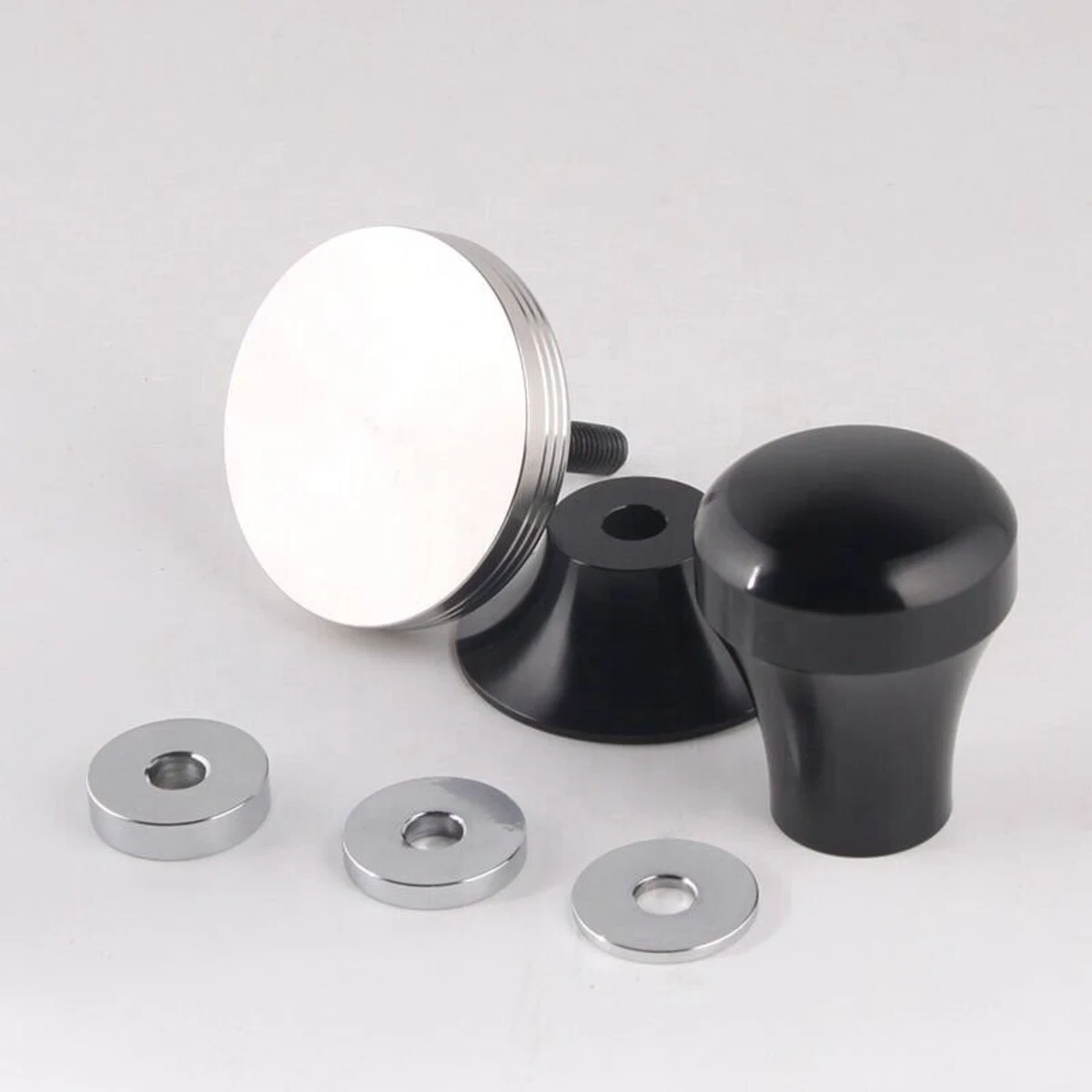 58 mm Coffee Tamper, handle, base and spacer rings