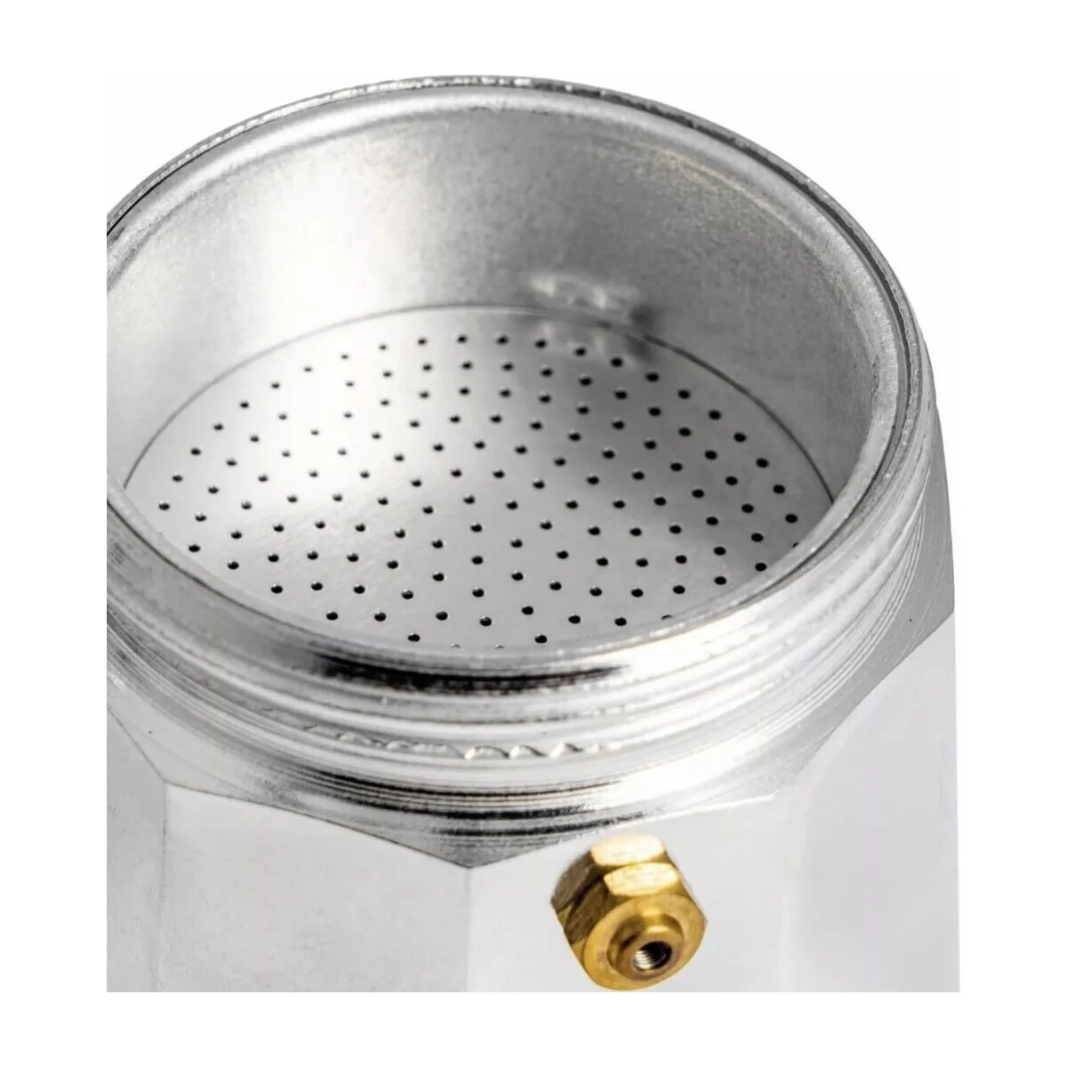 6-Cup Aluminium Moka Pot, funnel basket close-up