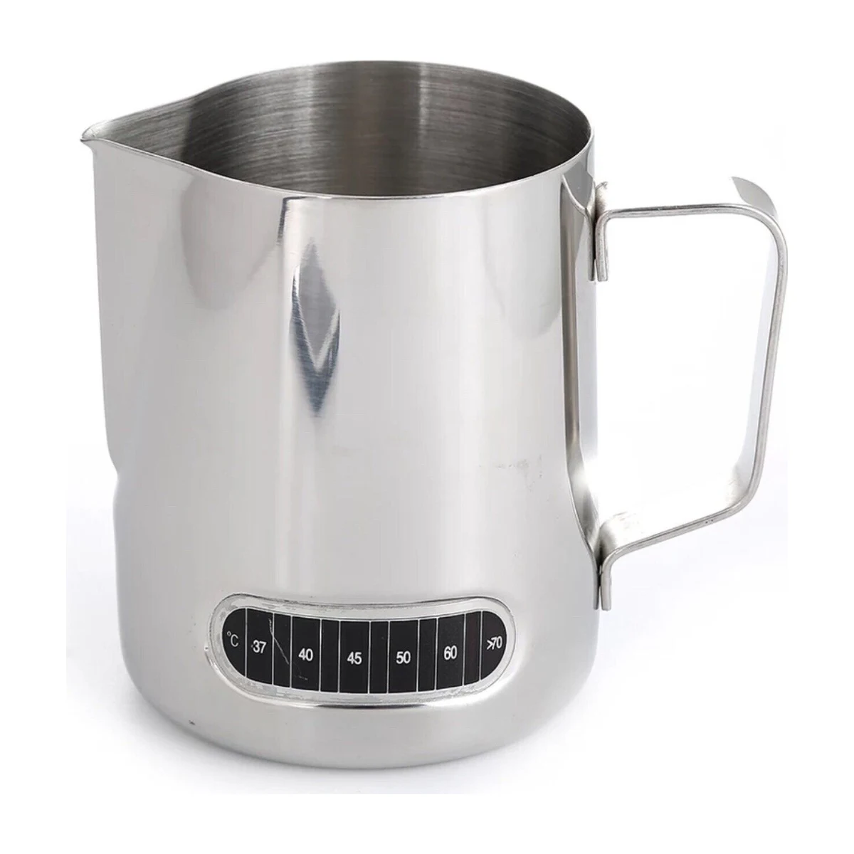 600 ml Milk Jug with Thermometer Strip, front view with thermometer