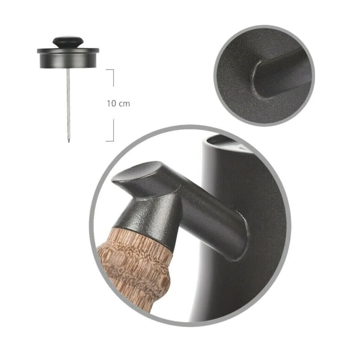 850 ml Gooseneck Kettle, probe and handle detail