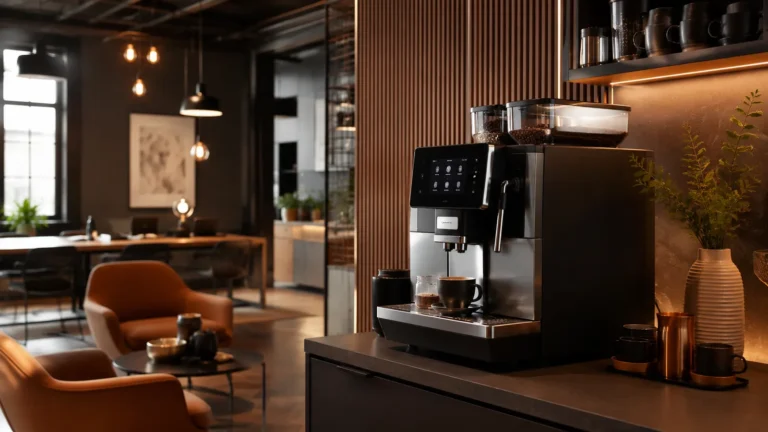 Superautomatic coffee machine in a modern workplace