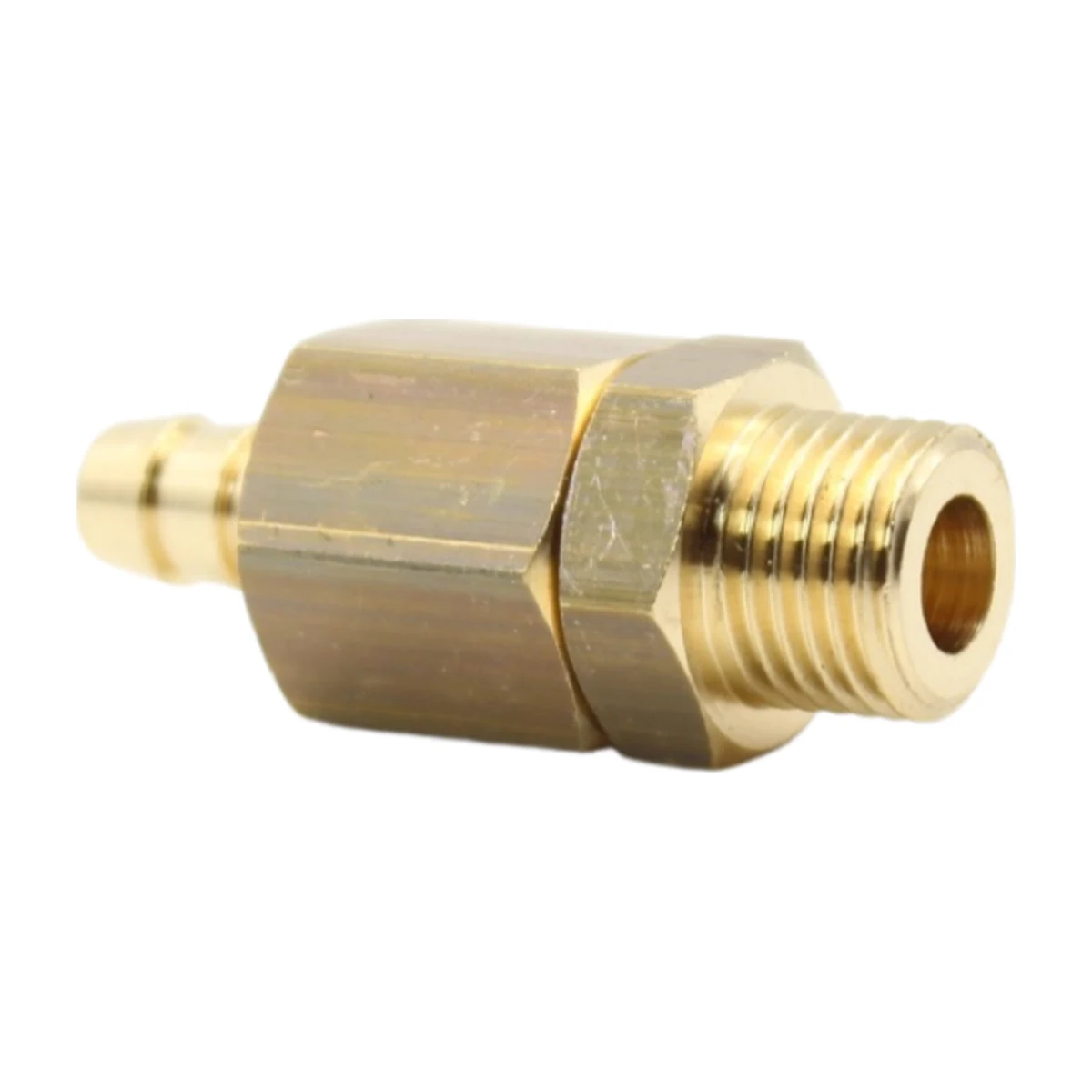 Anti-Vacuum Valve 1/4″ M with Hose Tail, thread end view