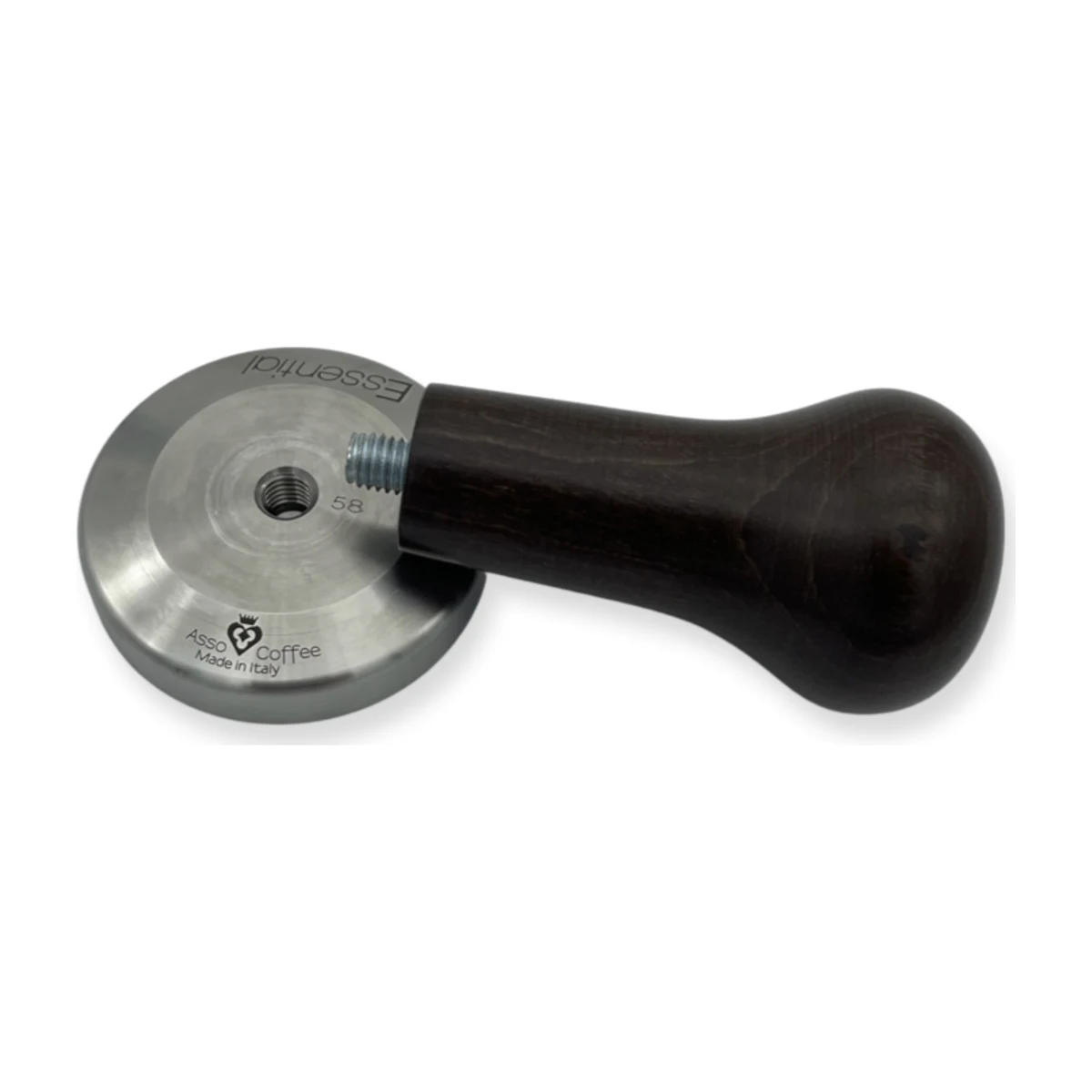 Asso Coffee Essential 58 mm Tamper, handle removed, engraved base