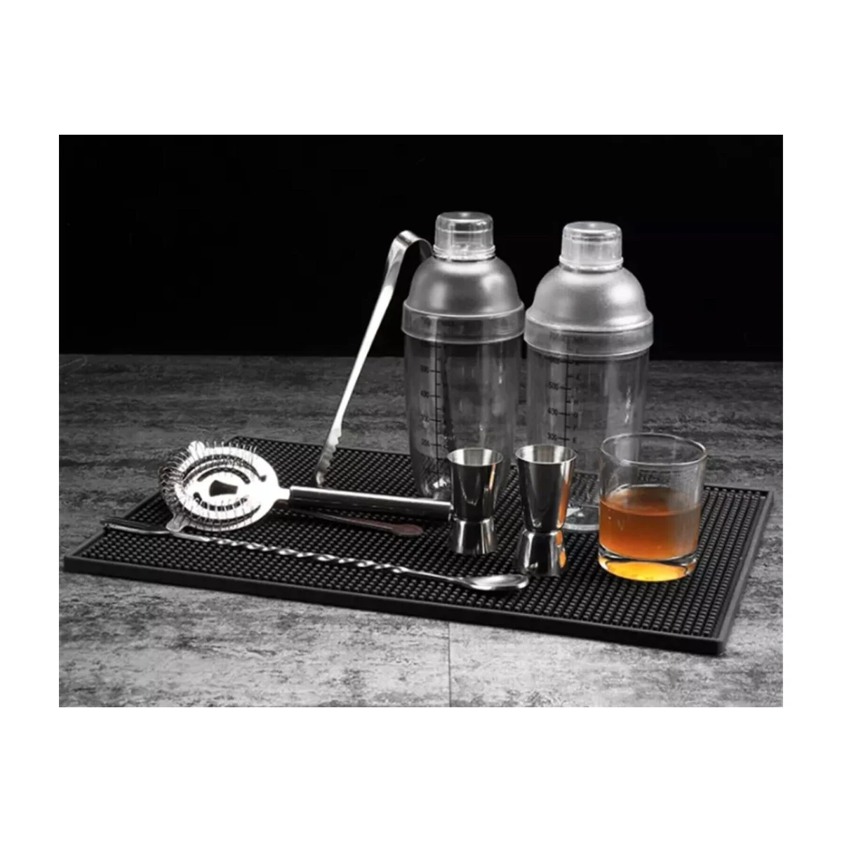 Bar Service Mat, with cocktail tools