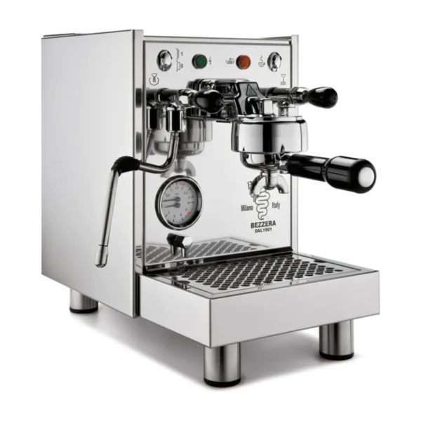 Bezzera BZ10, stainless steel, front three-quarter view