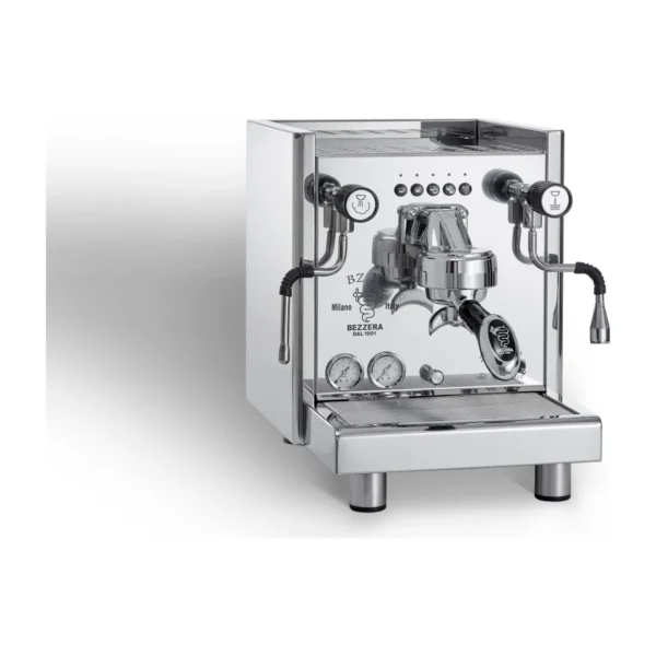 Bezzera BZ16 V, stainless steel, front three-quarter view with volumetric buttons