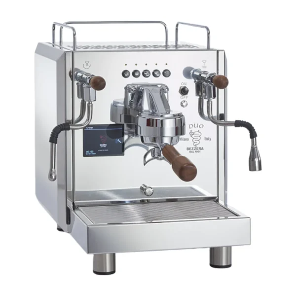 Bezzera Duo DE, stainless steel, front three-quarter view