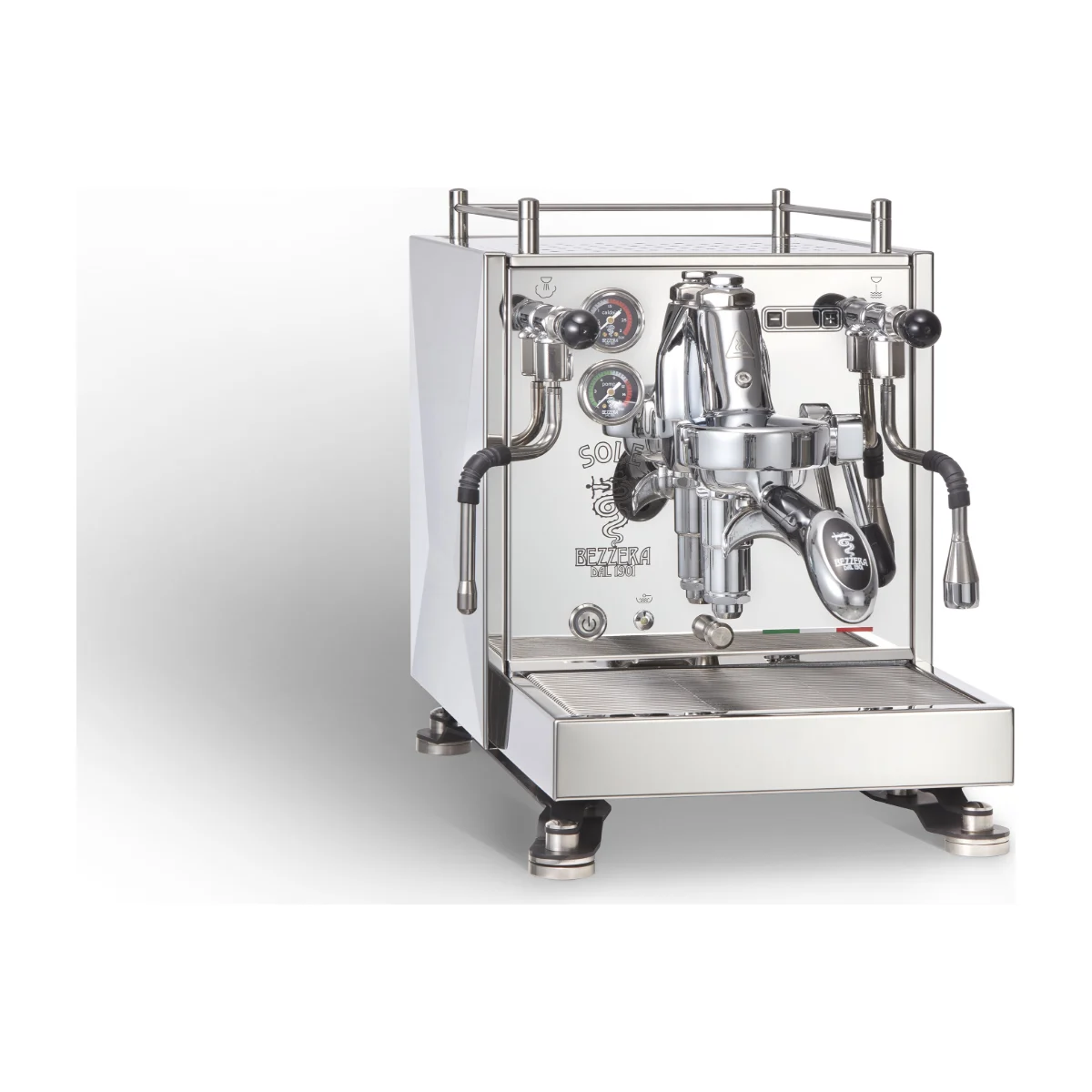 Bezzera Sole PID, stainless steel, front three-quarter view