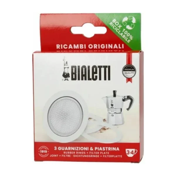 Bialetti 3–4 Cup Moka Gasket & Filter Plate Set, bialetti 3-4 cup pack