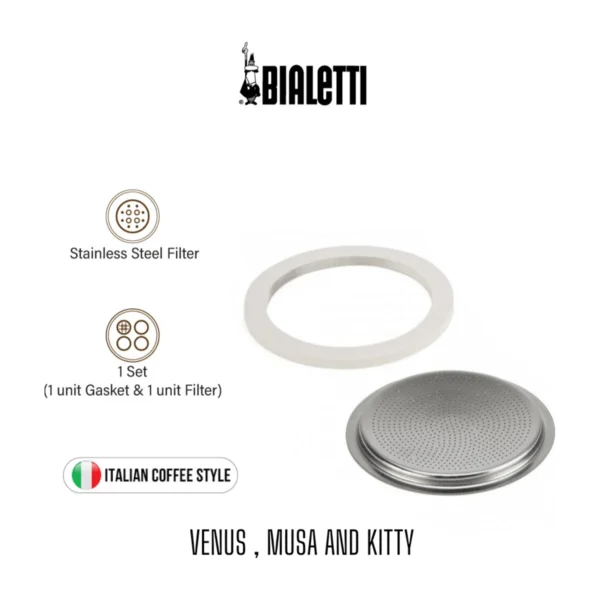 Bialetti 4-Cup Gasket & Filter Plate, ring and filter plate set