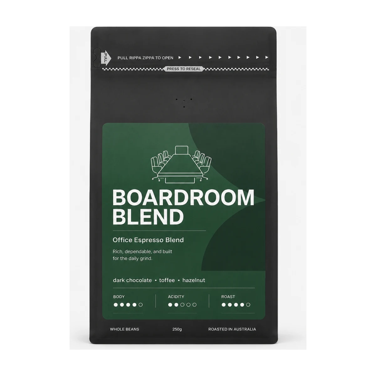 Boardroom Blend Coffee Beans 1 kg, bag front view