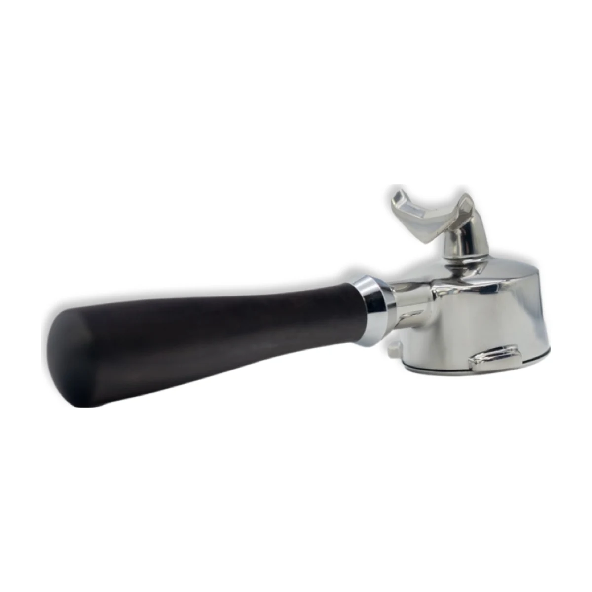 54 mm Double-Spout Portafilter for Breville, black handle, alternate angle