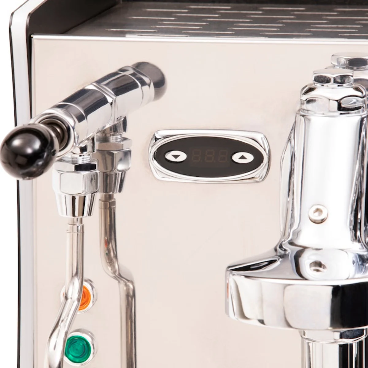Brugnetti Giulietta PID, close-up of the PID temperature display beside the E61 group