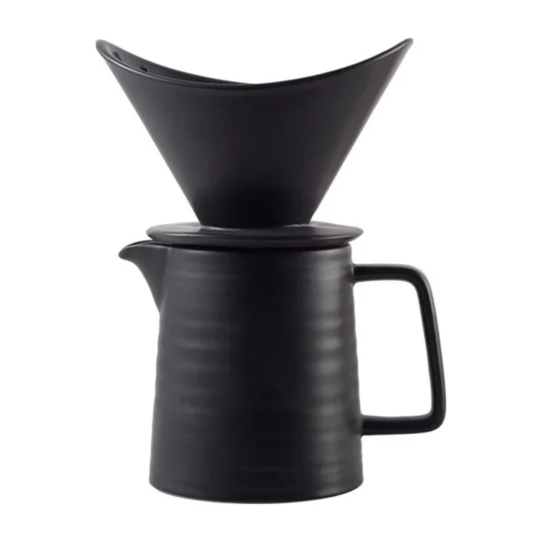 Ceramic Pour-Over Coffee Set, dripper on server, white background