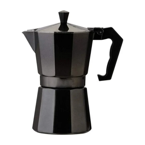 Classic Moka Pot 3 or 6 Cup, black option front view