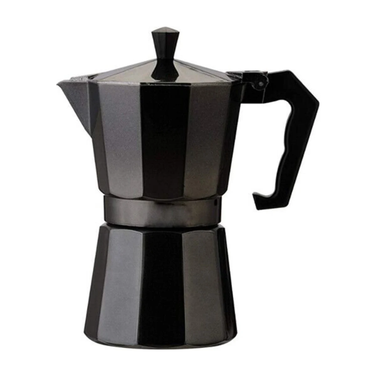 Classic Moka Pot 3 or 6 Cup, black option front view