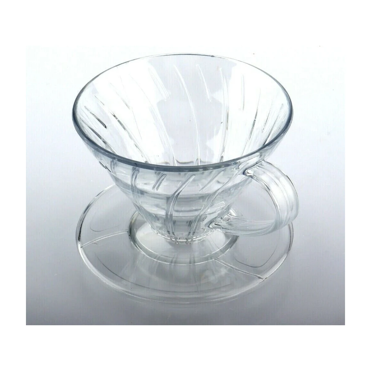 Clear Plastic Pour-Over Dripper, front angle view