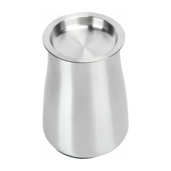 Coffee Grounds Sieve, front view with lid