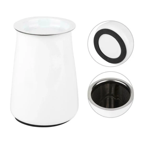 Coffee Grounds Sieve, front view with base and lid insets