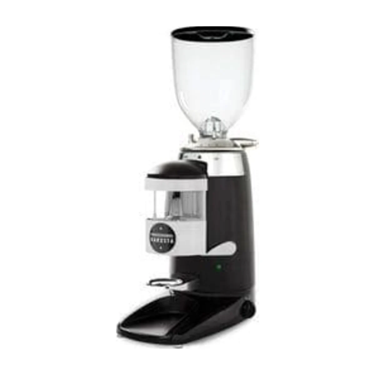 Compak K8 Silenzio PB coffee grinder, matte black, three-quarter view