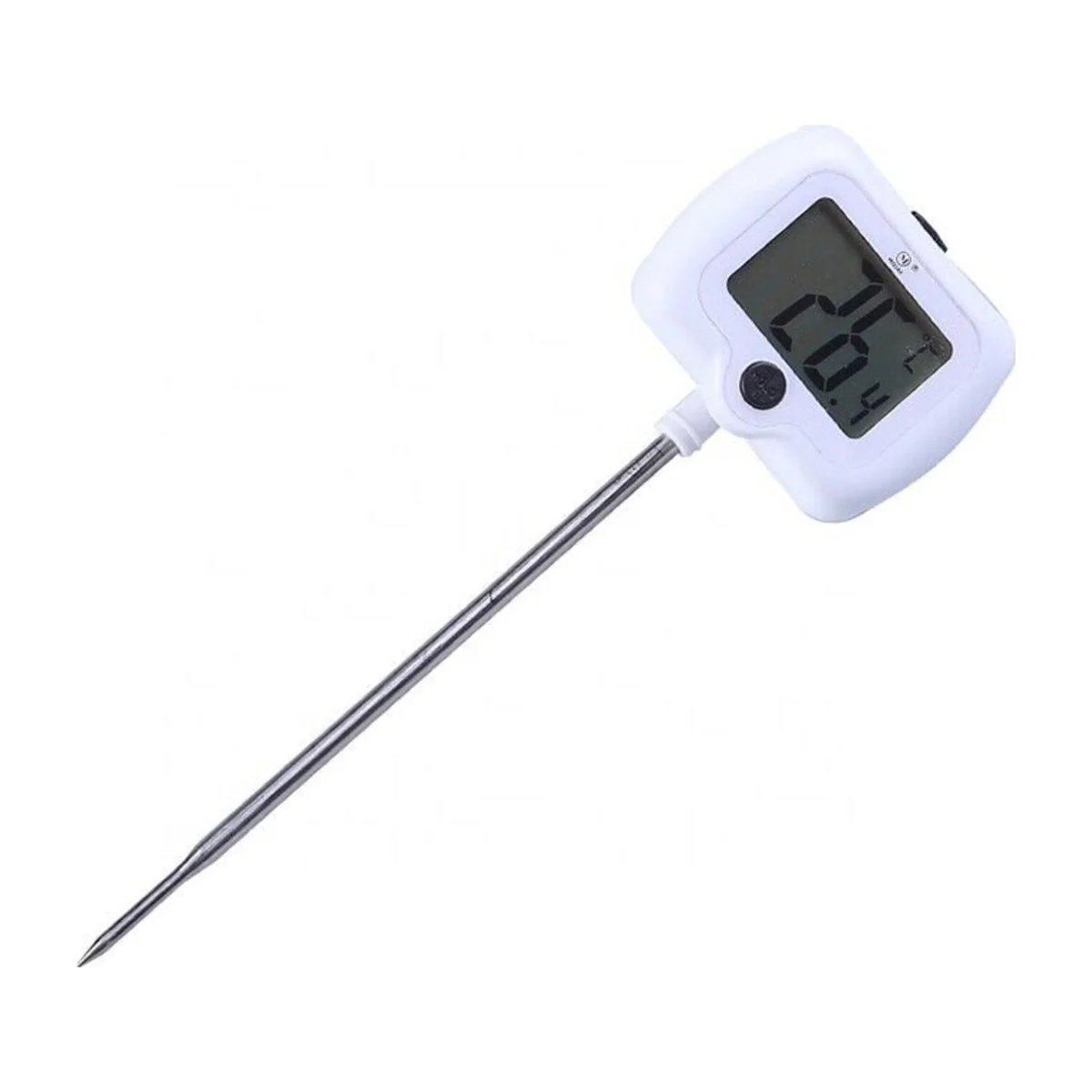 White digital coffee thermometer with stainless probe
