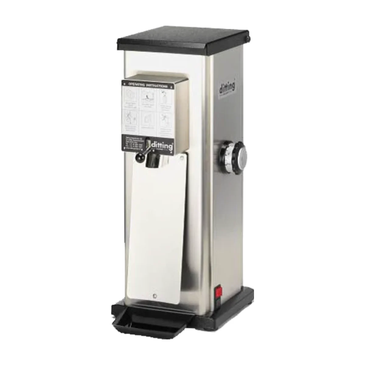 Stainless steel Ditting KR1403 shop grinder with bag holder, knocker and side grind dial