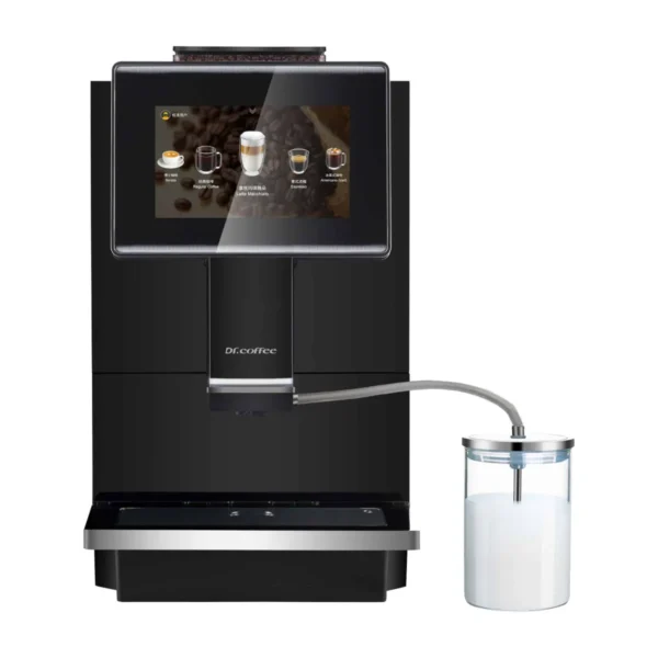 Dr. Coffee C11 bean-to-cup coffee machine with milk container, front view