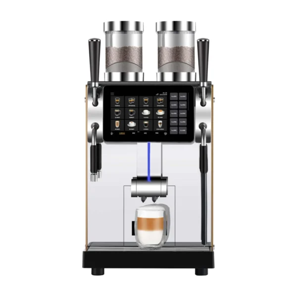 Dr. Coffee Coffee Master 200 commercial coffee machine, silver, front view