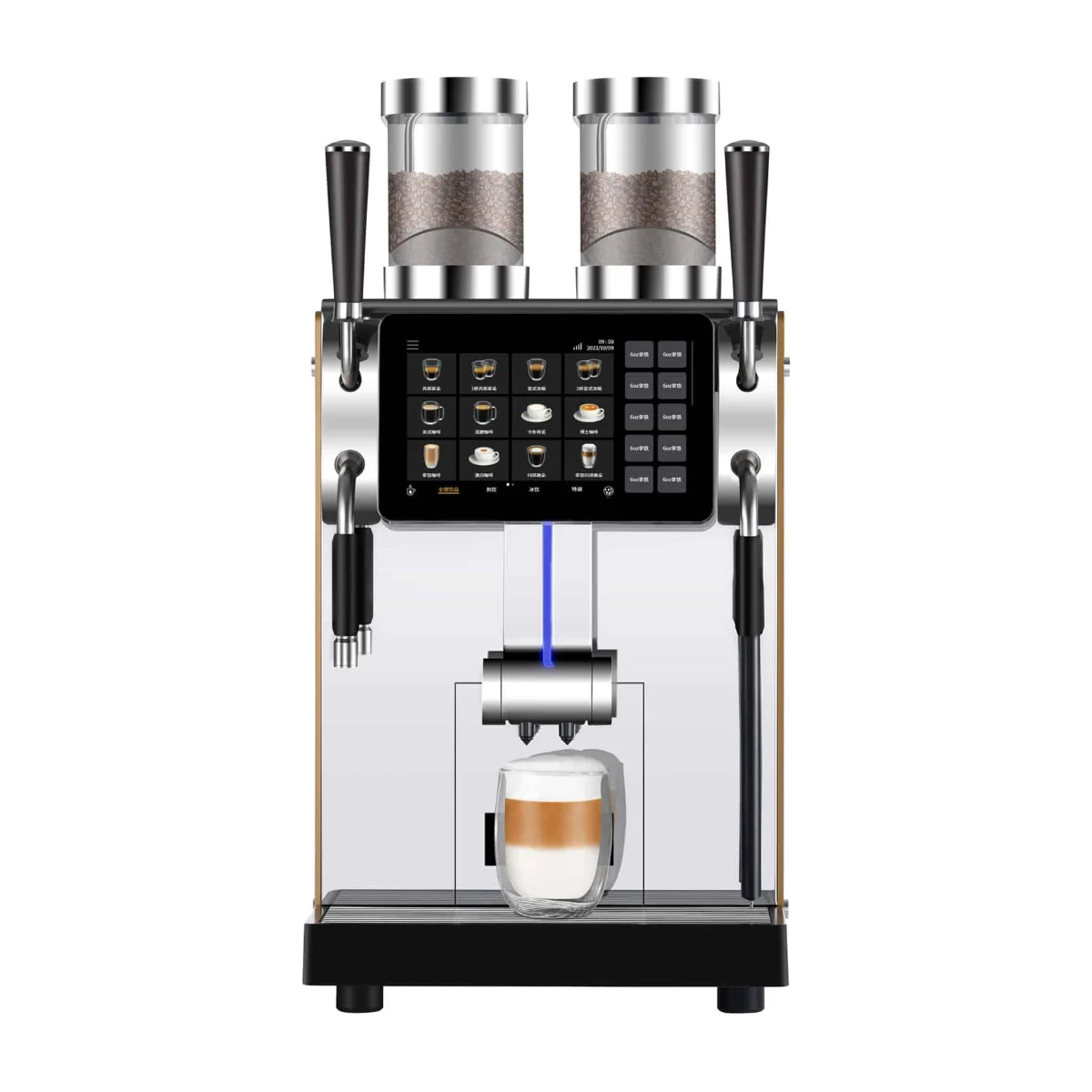Dr. Coffee Coffee Master 200 commercial coffee machine, silver, front view