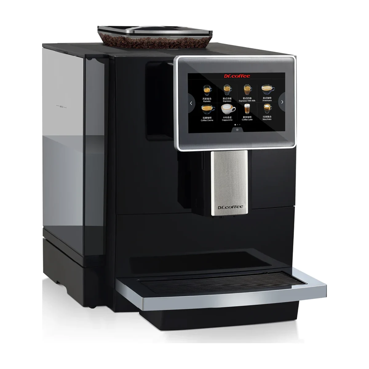 Dr. Coffee F10, black, front three-quarter view