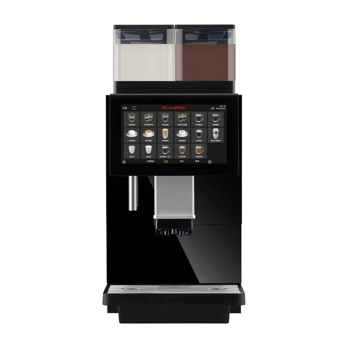Dr. Coffee F100P coffee machine, three-quarter view