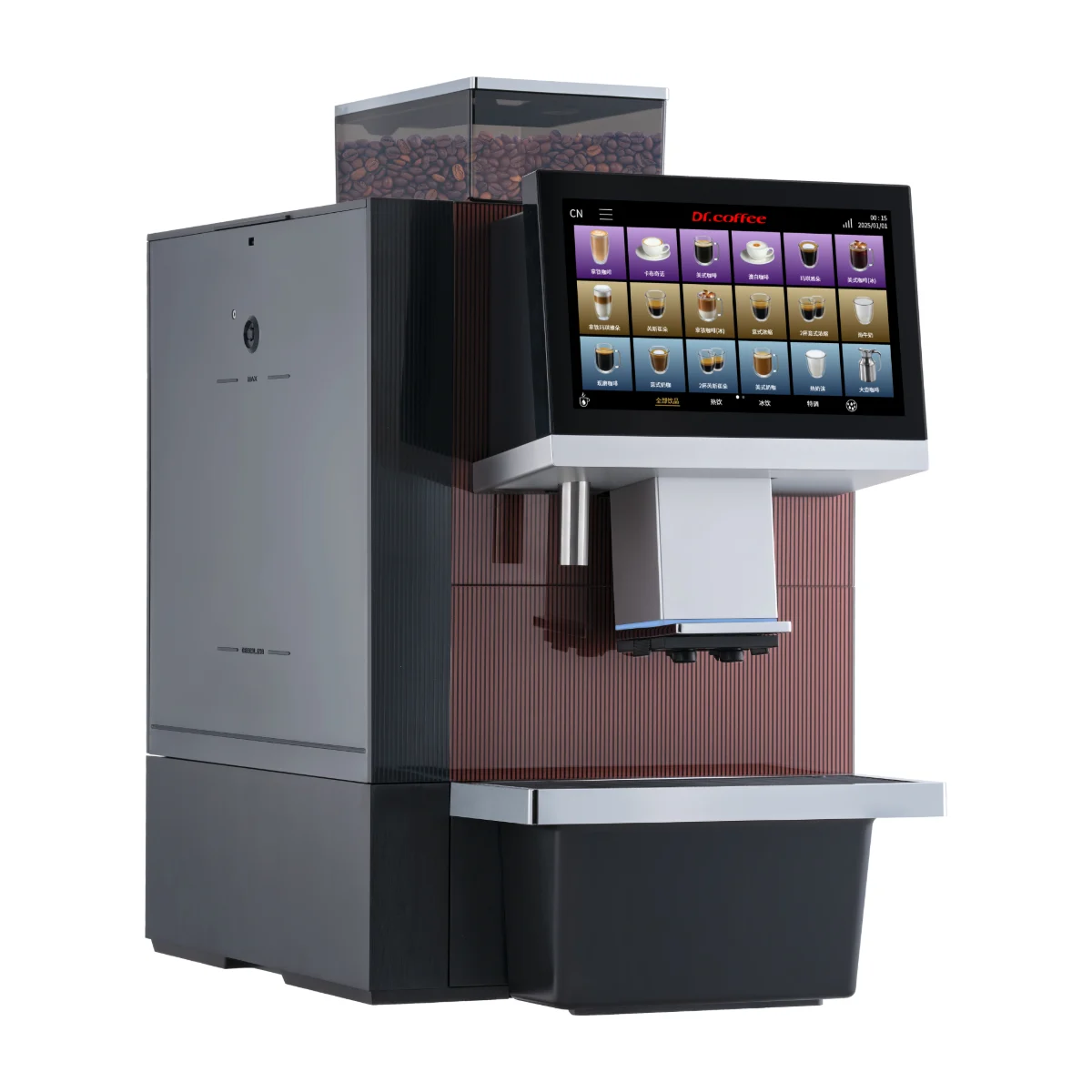 Dr. Coffee F16 Plus T coffee machine, left view