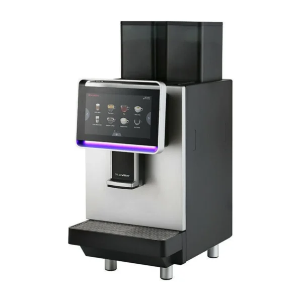 Dr. Coffee F2-H, silver and black, front three-quarter view