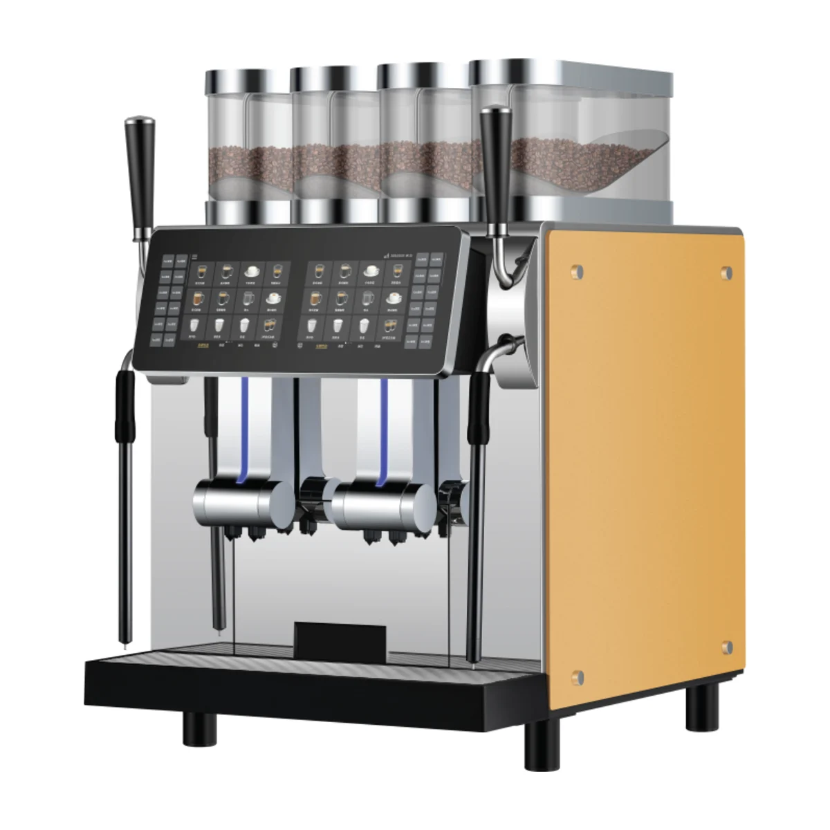 Dr. Coffee F4 four-grinder commercial coffee machine, front view