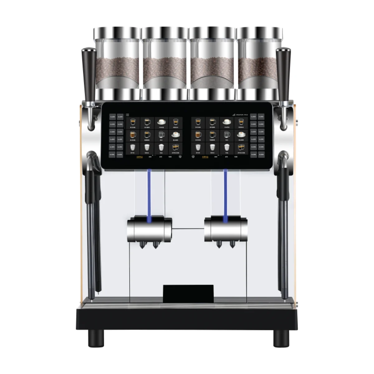 Dr. Coffee F4 coffee machine, silver, front view