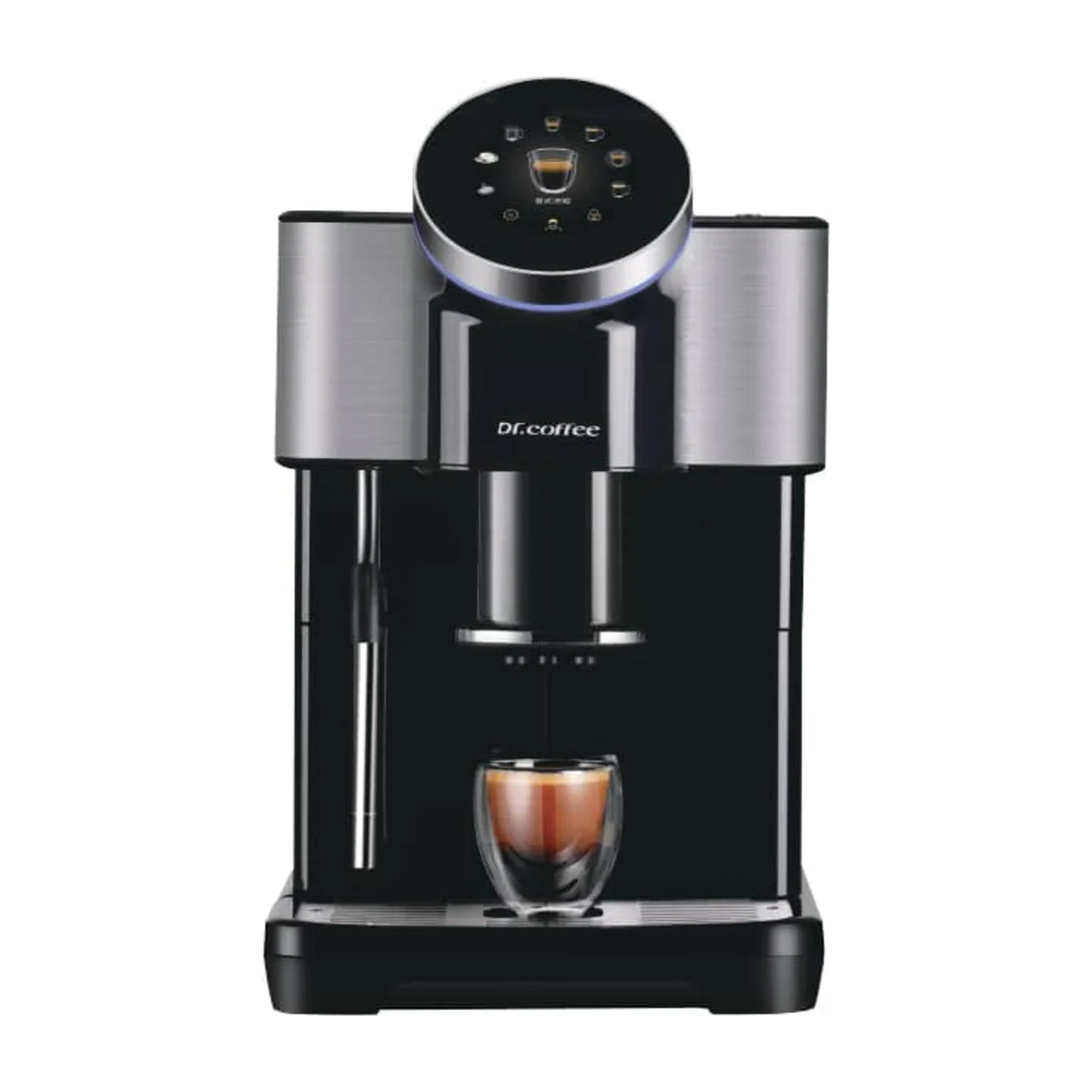 Dr. Coffee H1 coffee machine with steam wand, side view