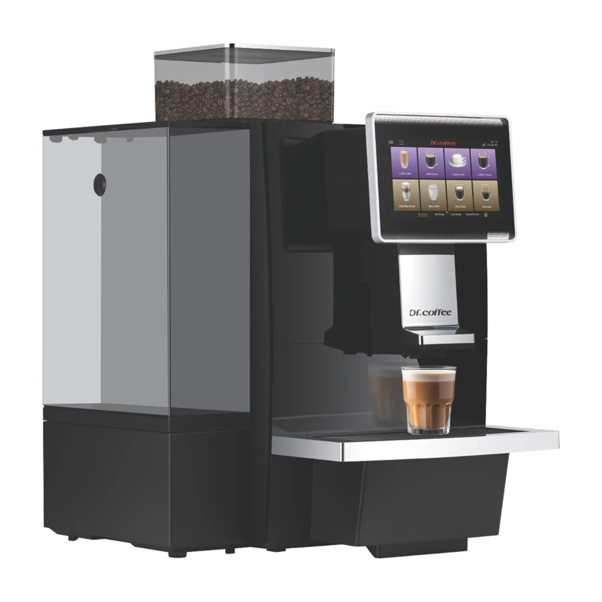Dr. Coffee M10 office coffee machine with water tank, front view