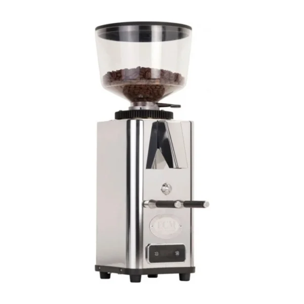 ECM S-Automatik 64 coffee grinder, chrome, three-quarter view