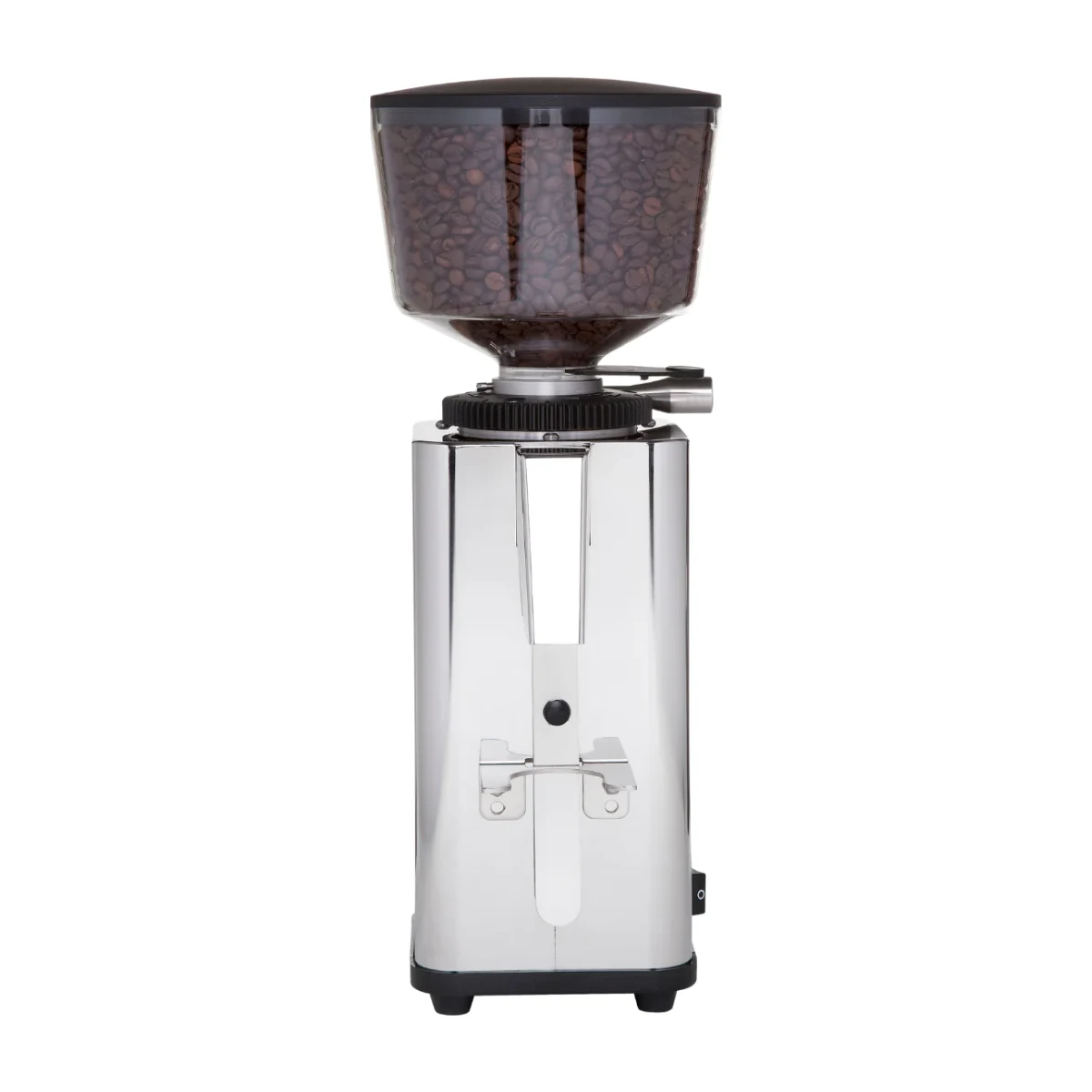 ECM S-Manuale 64 coffee grinder, chrome, front view