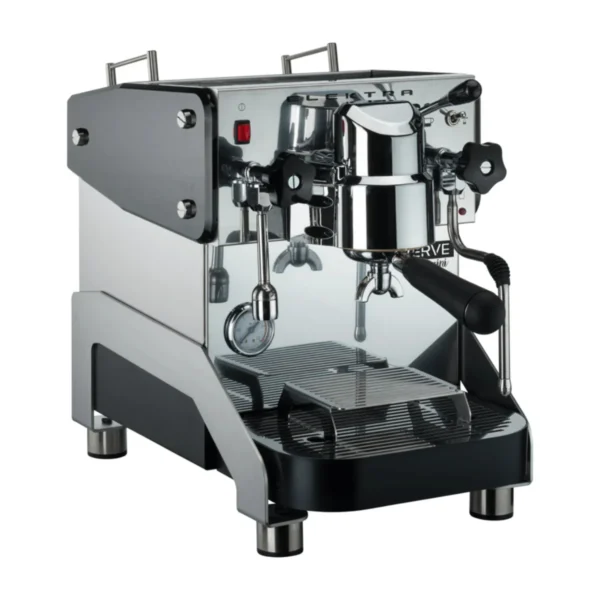 Elektra Verve Mini in polished steel with black side panel, knobs and handle