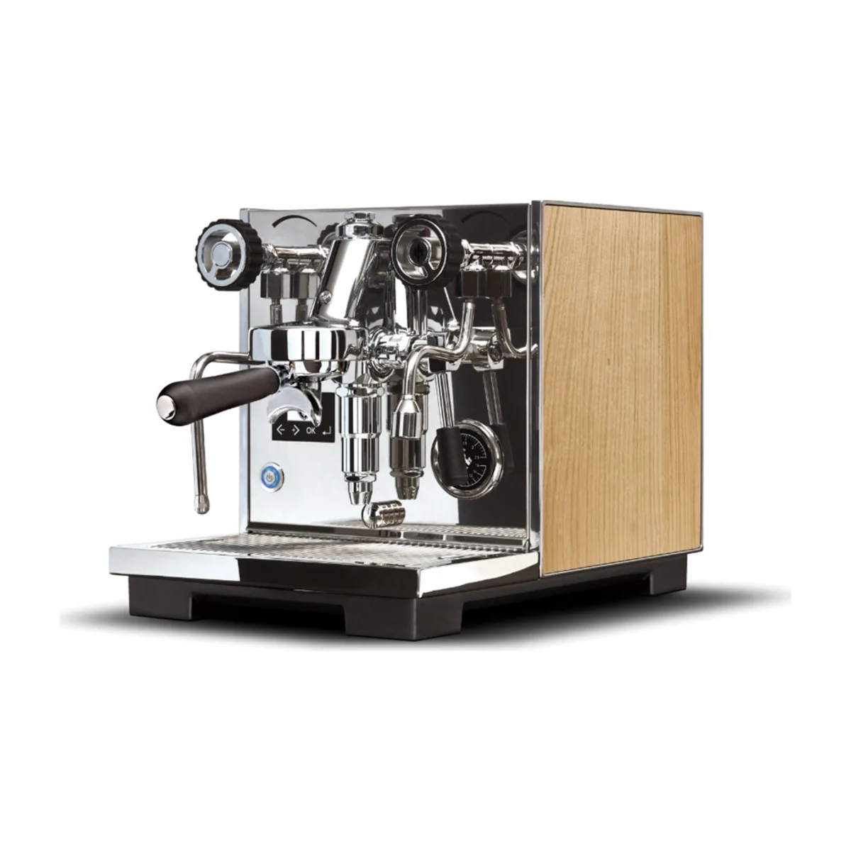 Eureka Costanza R, oak side panel, front three-quarter view