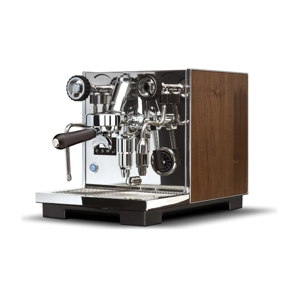 Eureka Costanza R, walnut side panel, front three-quarter view
